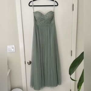 Jenny Yoo Dusty Sage Empire Waist Bridesmaid Dress, Size 6